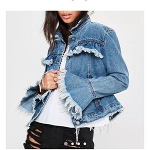 Denim trucker jacket with frills